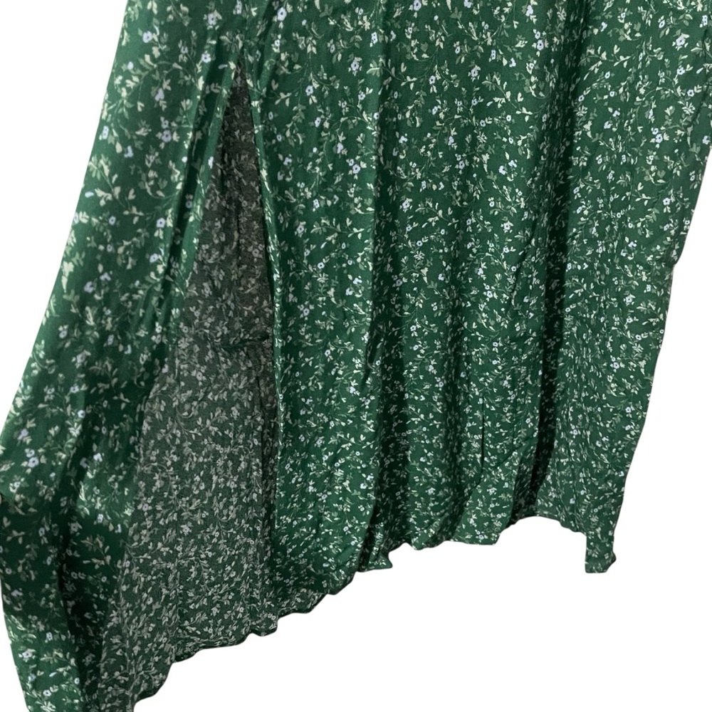 Reformation Green  Zelda Midi Dress Floral‎ Tie Sleeve Button Prairiecore Size 8 - Picture 7 of 15